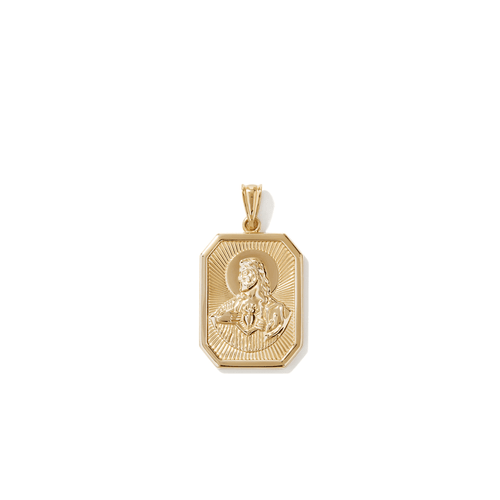 32mm Square Jesus Medalion in 9kt Yellow Bonded Gold Pendants Bevilles 