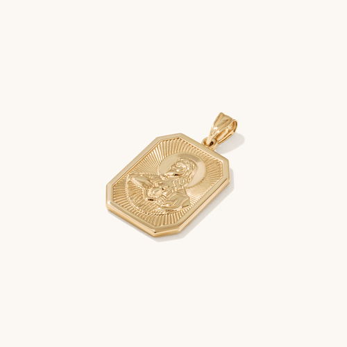 32mm Square Jesus Medalion in 9kt Yellow Bonded Gold Pendants Bevilles 
