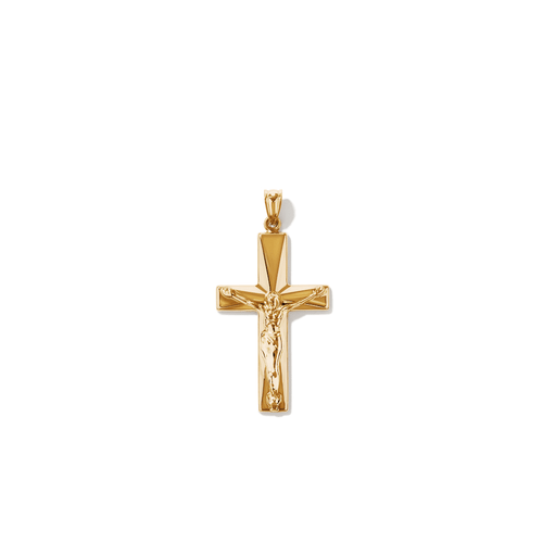 44mm Squared Crucifix Pendant in 9kt Yellow Bonded Gold Pendants Bevilles 