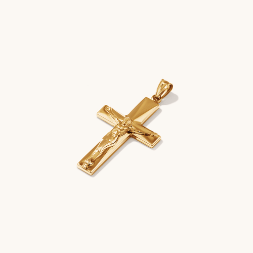 44mm Squared Crucifix Pendant in 9kt Yellow Bonded Gold Pendants Bevilles 
