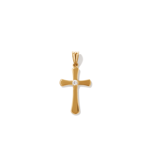 32mm Tapered Cubic Zirconia Cross Pendant in 9kt Yellow Bonded Gold Pendants Bevilles 