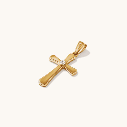 32mm Tapered Cubic Zirconia Cross Pendant in 9kt Yellow Bonded Gold Pendants Bevilles 