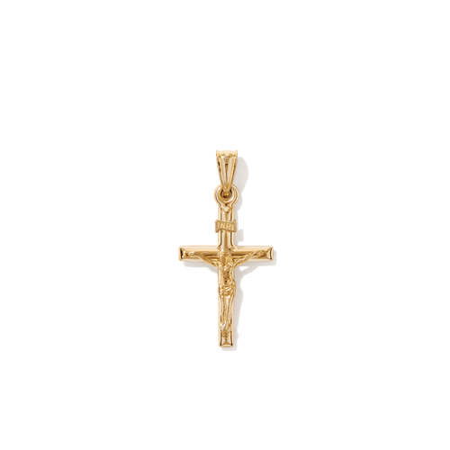 32mm Inri Crucifix Pendant in 9kt Yellow Bonded Gold Pendants Bevilles 