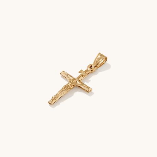 32mm Inri Crucifix Pendant in 9kt Yellow Bonded Gold Pendants Bevilles 