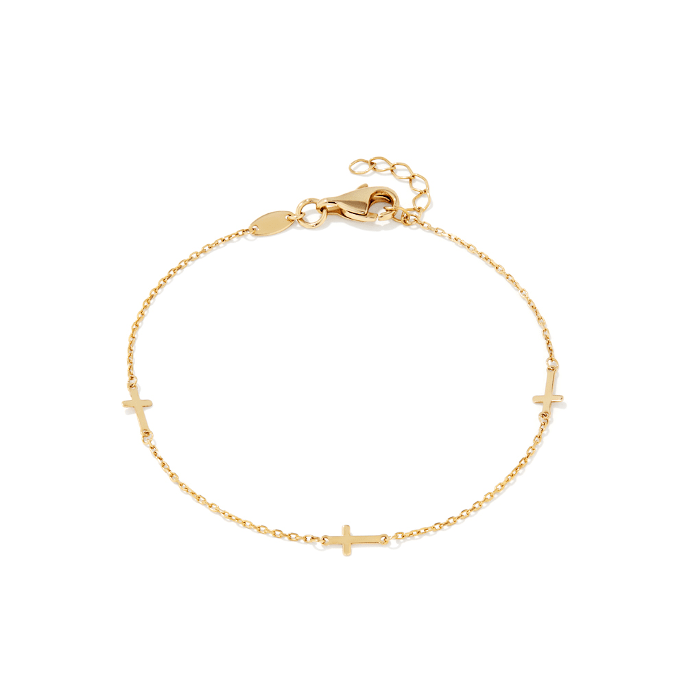 17cm Cross Station Bracelet in 9kt Bonded Gold Silver Filled Bracelets Bevilles 