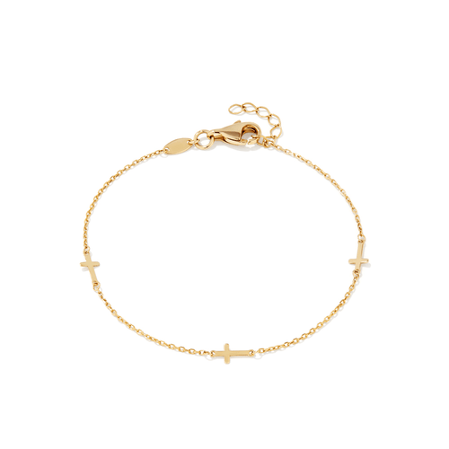 17cm Cross Station Bracelet in 9kt Yellow Bonded Gold Bracelets Bevilles 