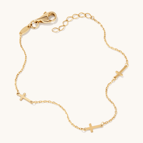 17cm Cross Station Bracelet in 9kt Yellow Bonded Gold Bracelets Bevilles 
