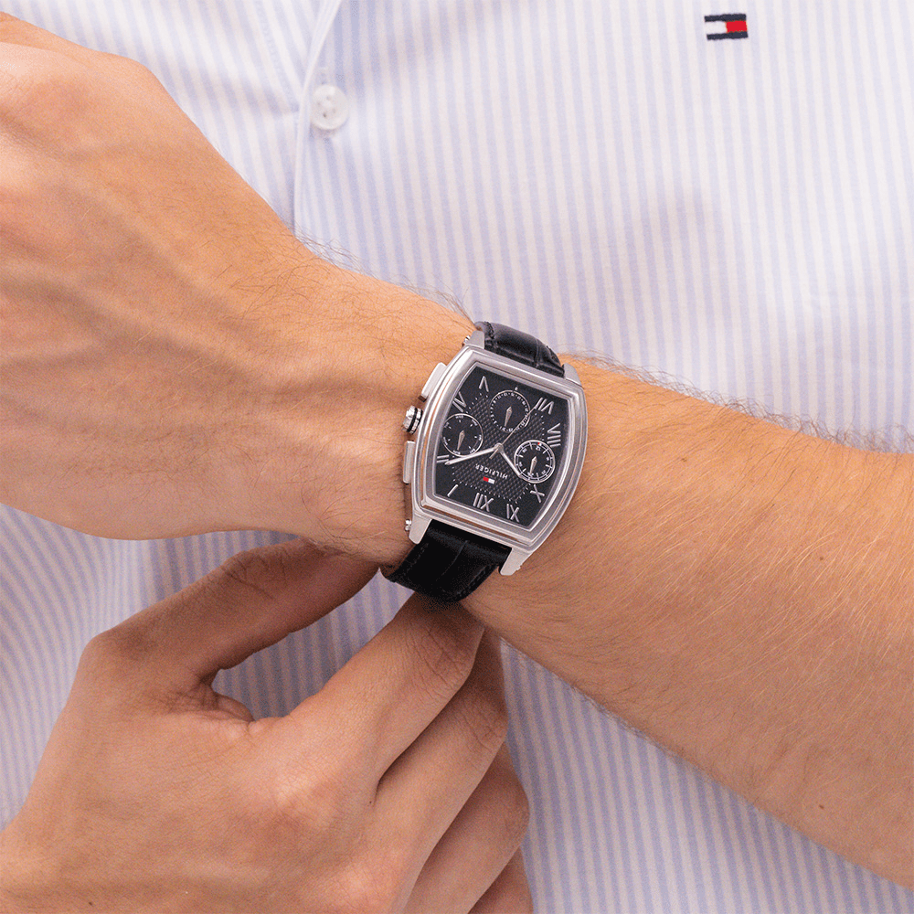 Tommy Hilfiger Oxford Black Leather Watch 1710761 Watches Tommy Hilfiger 
