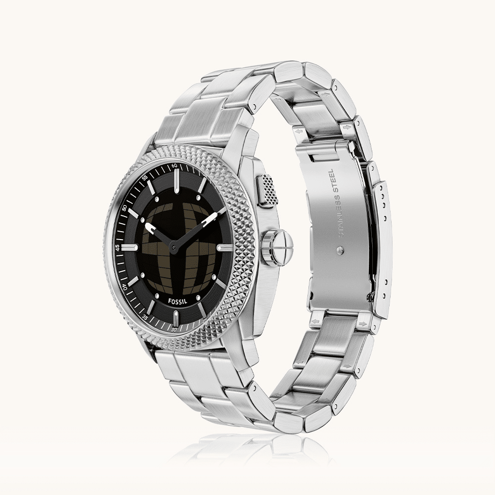 Fossil Machine Big Tic Silver Tone Watch FS6155