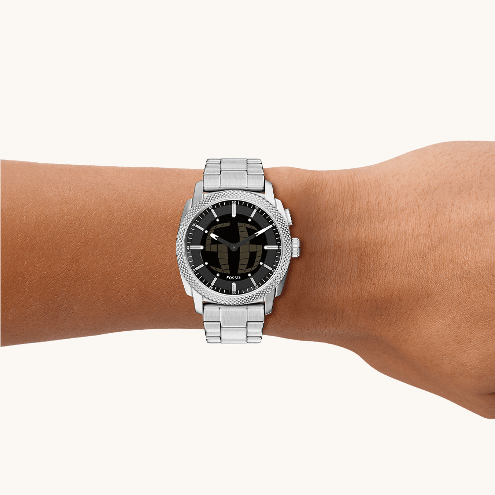 Fossil Machine Big Tic Silver Tone Watch FS6155