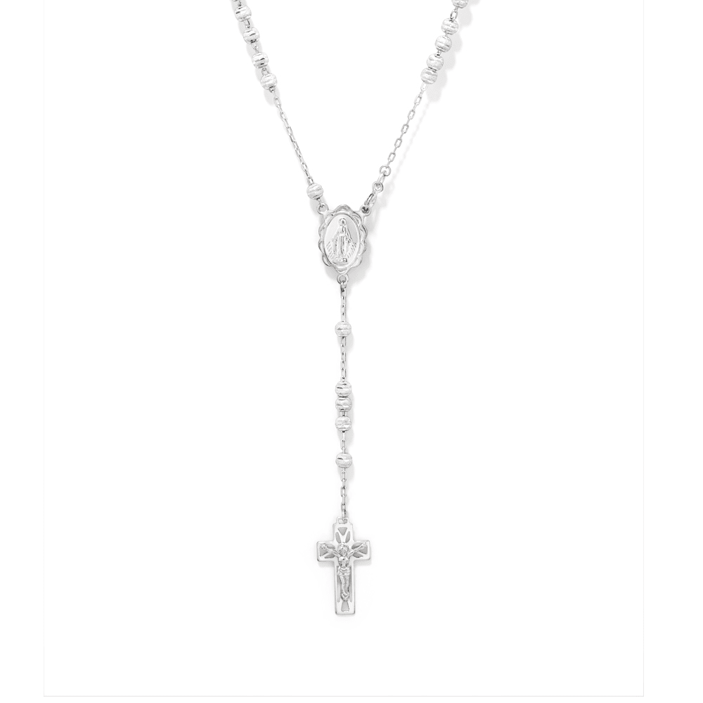 46cm Beaded Rosary-Inspired Necklace in Sterling Silver Pendants Bevilles 