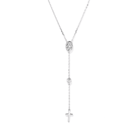 45cm Cubic Zirconia Cross Drop Necklace in Sterling Silver Pendants Bevilles 