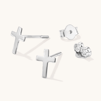8mm Cross Stud Earrings in Sterling Silver Earrings Bevilles 