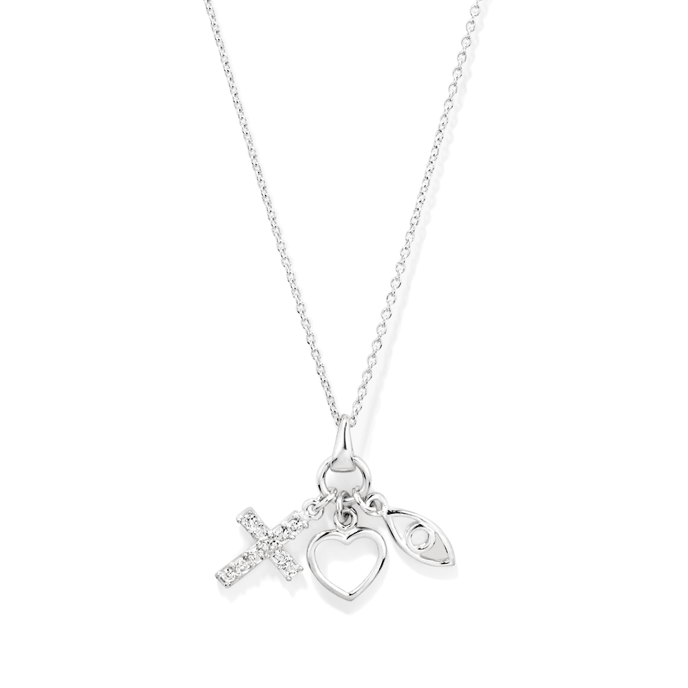 45cm Trinity Spirit Charm Necklace in Sterling Silver Pendants Bevilles 