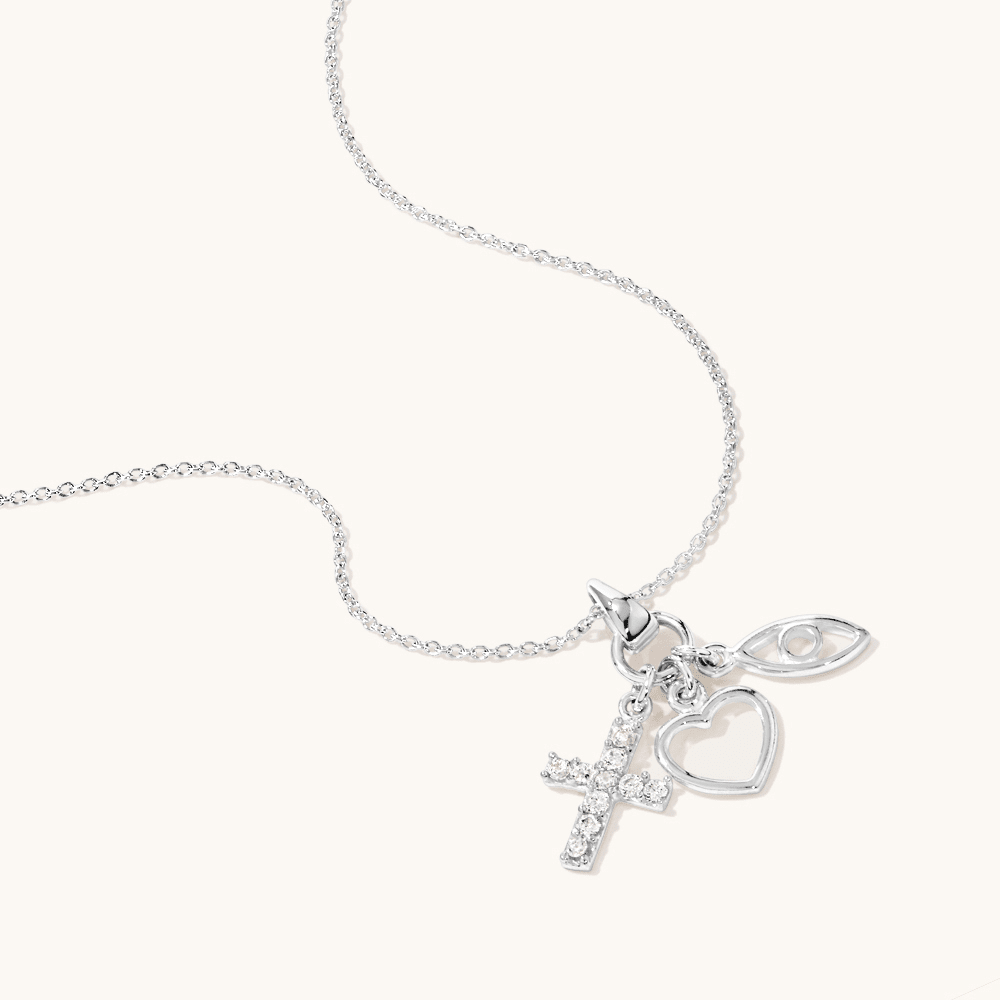 45cm Trinity Spirit Charm Necklace in Sterling Silver Pendants Bevilles 