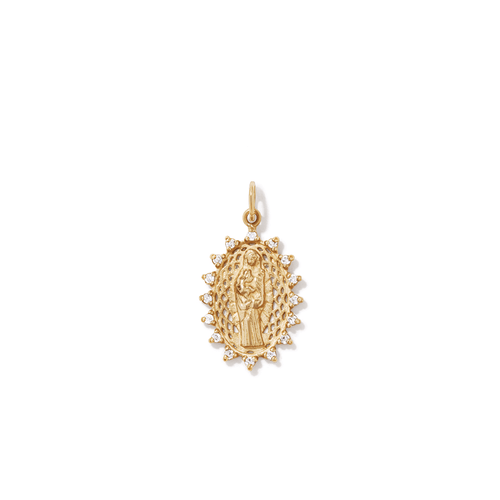 20mm Madonna Pendant with Cubic Zirconia in 9kt Yellow Gold Pendants Bevilles 