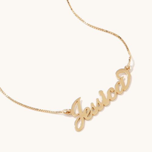 50cm Personalised "Carrie" Necklace in Gold Plated Sterling Silver Pendants Bevilles 