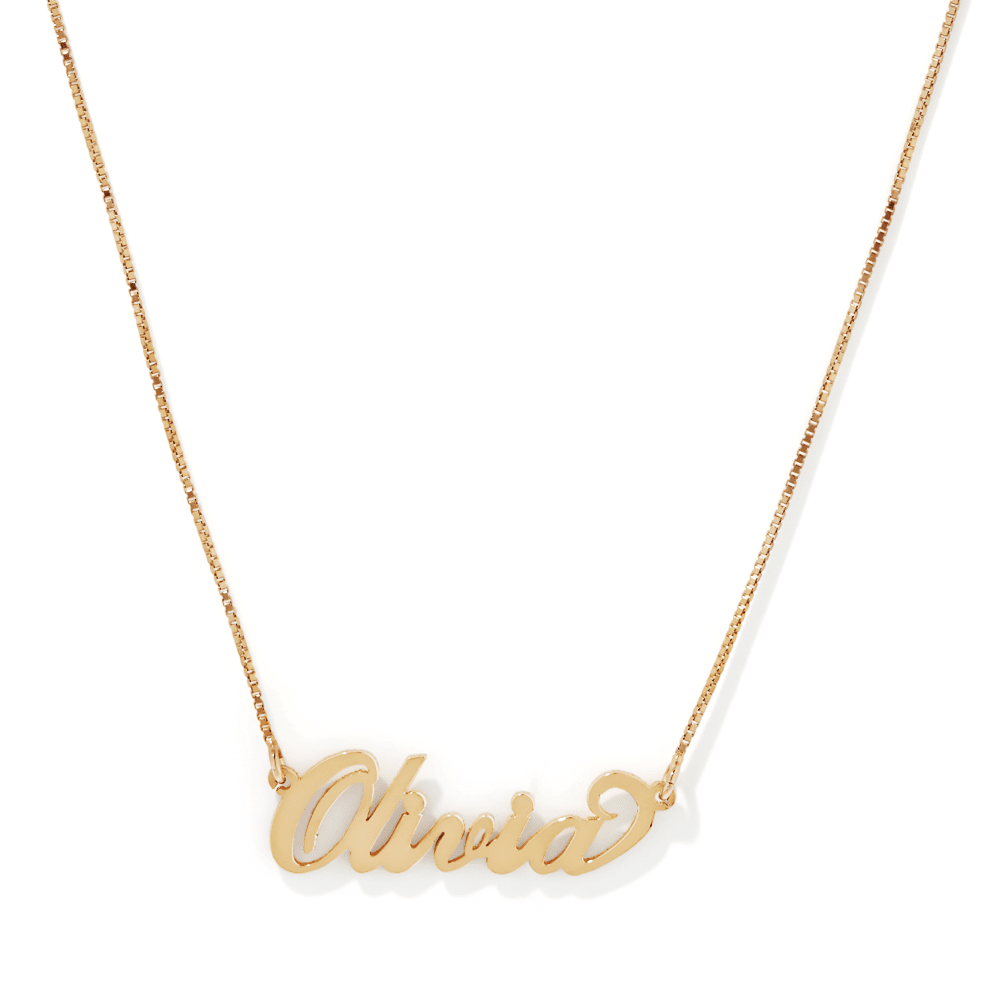 50cm Personalised "Carrie" Necklace in Gold Plated Sterling Silver Pendants Bevilles 