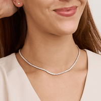 42.5cm Tennis Necklace with 12.00tw of Laboratory-Grown Diamonds in Sterling silver and Platinum Pendants Bevilles 