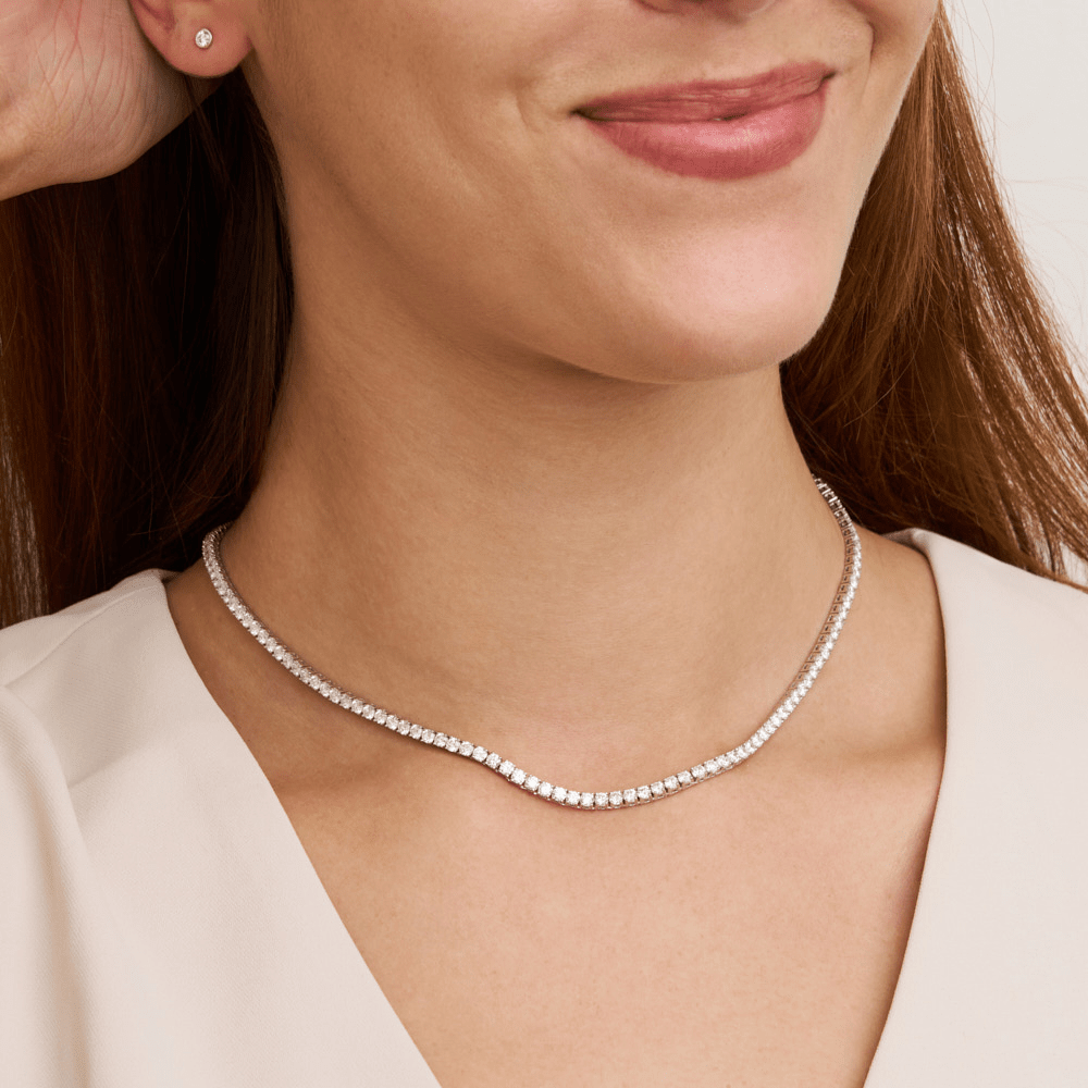 42.5cm Tennis Necklace with 12.00tw of Laboratory-Grown Diamonds in Sterling silver and Platinum Pendants Bevilles 