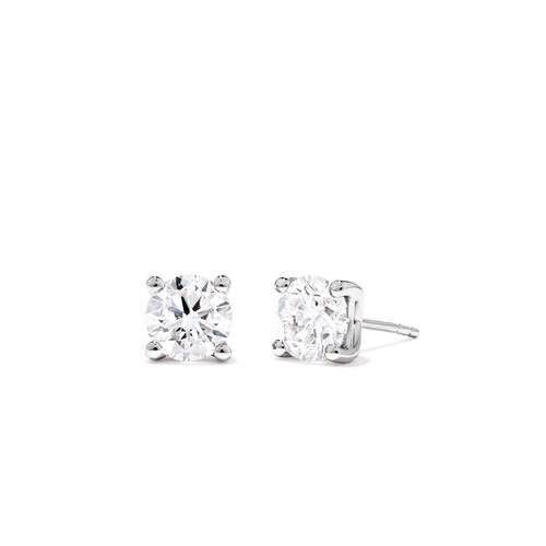 Solitaire Stud Earrings with 1.50tw of Laboratory-Grown Diamonds in Sterling Silver and Platinum Earrings Bevilles 