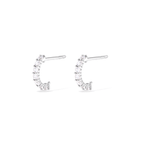 J Hoop Earrings with 0.50tw of Laboratory-Grown Diamonds in Rhodium Plated Sterling Silver Earrings Bevilles 
