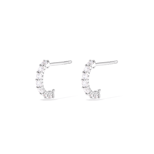 J Hoop Earrings with 0.50tw of Laboratory-Grown Diamonds in Rhodium Plated Sterling Silver Earrings Bevilles 