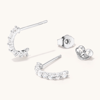 J Hoop Earrings with 0.50tw of Laboratory-Grown Diamonds in Rhodium Plated Sterling Silver Earrings Bevilles 