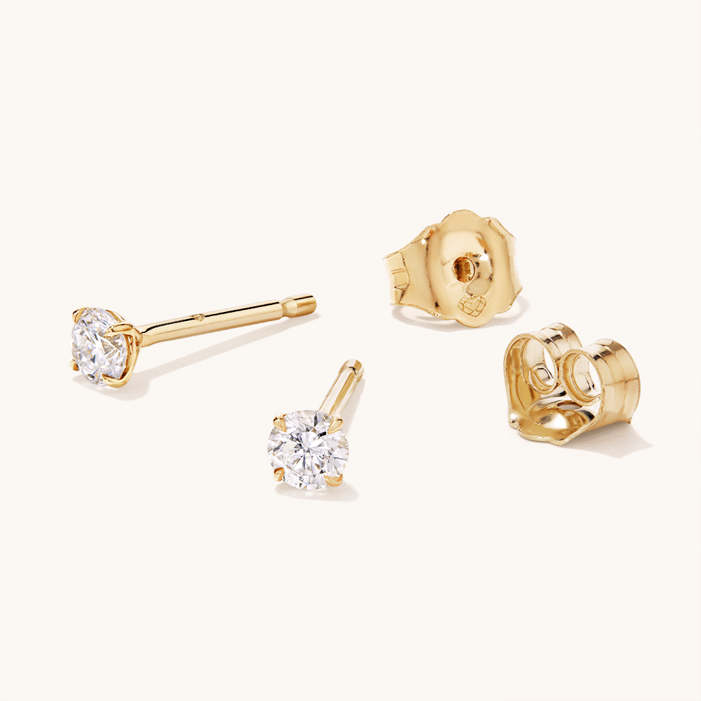 Solitaire Stud Earrings with 0.25tw of Laboratory-Grown Diamonds in 9kt Yellow Gold Earrings Bevilles 