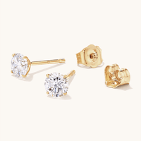 Solitaire Stud Earrings with 0.75tw of Laboratory-Grown Diamonds in 9kt Yellow Gold Earrings Bevilles 
