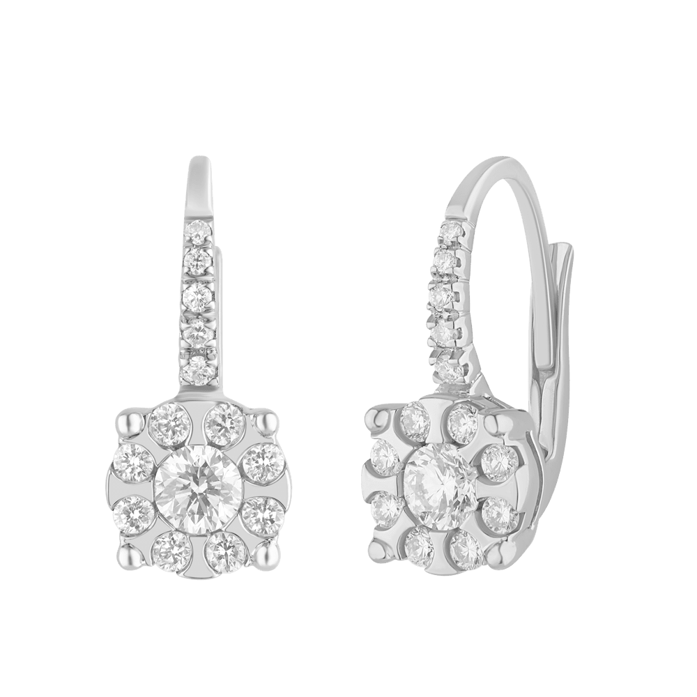 Cluster Drop Earrings with 0.65tw of Laboratory-Grown Diamonds in Sterling Silver and Platinum Earrings Bevilles 