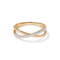 Crossover Ring with 0.15tw of Laboratory-Grown Diamonds in 9kt Yellow Gold Rings Bevilles 