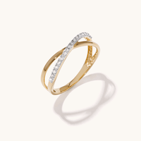 Crossover Ring with 0.15tw of Laboratory-Grown Diamonds in 9kt Yellow Gold Rings Bevilles 