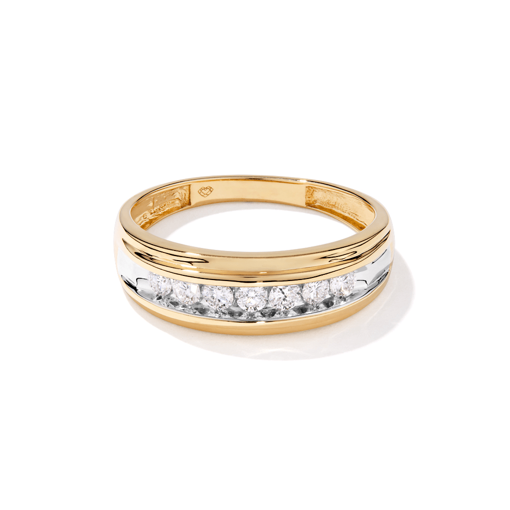 Channel Set Men's Ring with 0.40tw of Laboratory-Grown Diamonds in 9kt Yellow Gold Rings Bevilles 