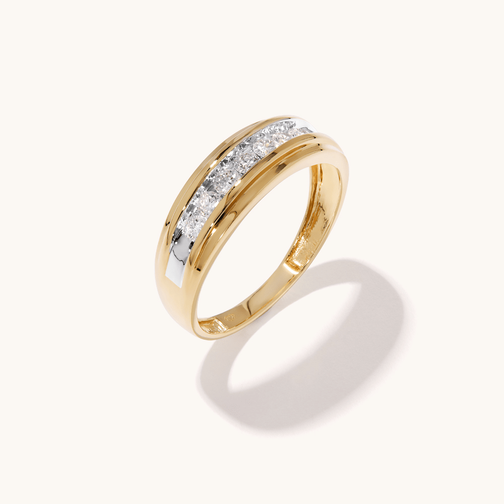 Channel Set Men's Ring with 0.40tw of Laboratory-Grown Diamonds in 9kt Yellow Gold Rings Bevilles 