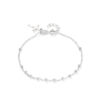 19cm Plain Cross Ball Station Bracelet in Sterling Silver Bracelets Bevilles 