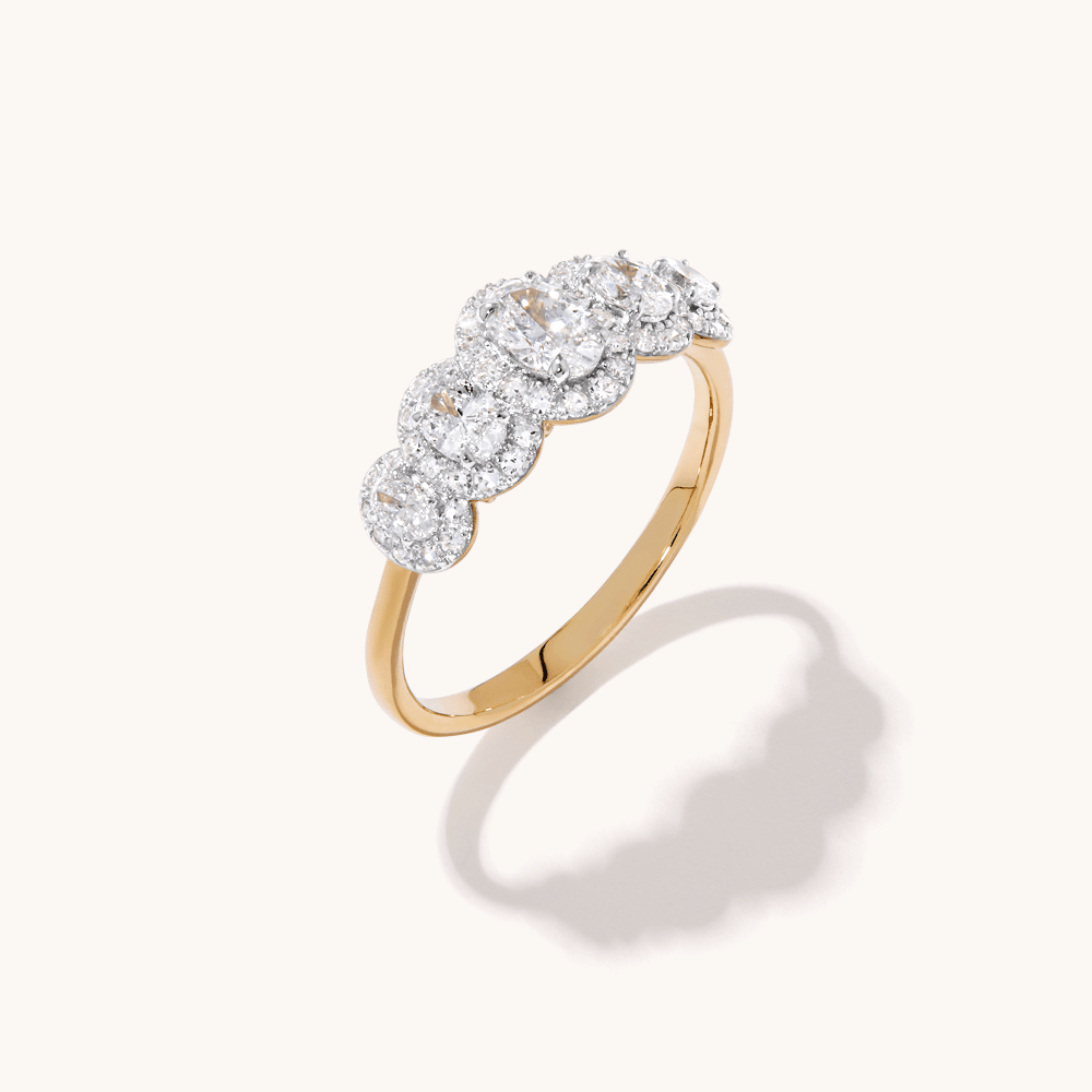 Oval Halo Ring with 1.00tw of Laboratory-Grown Diamonds in 9kt Yellow Gold Rings Bevilles 