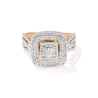 Cushion Shape Cluster Ring with 1.00tw of Laboratory-Grown Diamonds in 9kt Yellow Gold Rings Bevilles 