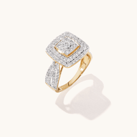 Cushion Shape Cluster Ring with 1.00tw of Laboratory-Grown Diamonds in 9kt Yellow Gold Rings Bevilles 
