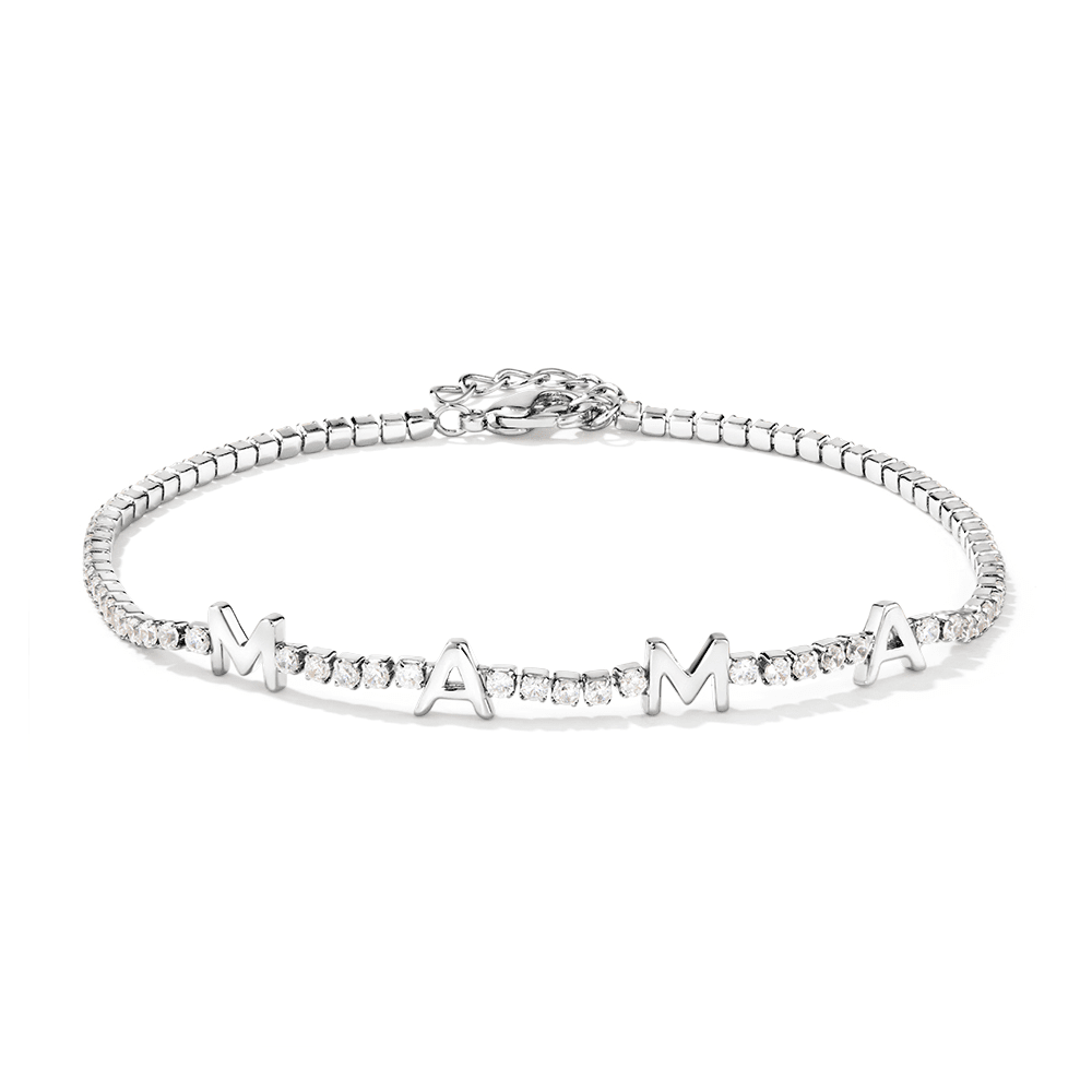 20cm Cubic Zirconia "MAMA" Tennis Bracelet in Sterling Silver Bracelets Bevilles 