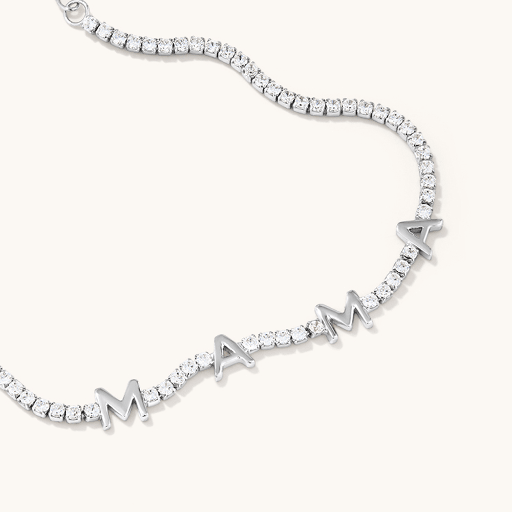 20cm Cubic Zirconia "MAMA" Tennis Bracelet in Sterling Silver Bracelets Bevilles 