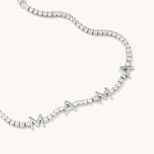 20cm Cubic Zirconia "MAMA" Tennis Bracelet in Sterling Silver Bracelets Bevilles 