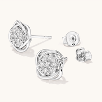 Swirl Cluster Stud Earrings with 0.06tw of Diamonds in Sterling Silver Earrings Bevilles 