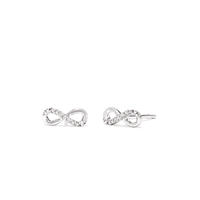 Infinity Diamond Set Stud Earrings in Rhodium Plated Sterling Silver Earrings Bevilles 