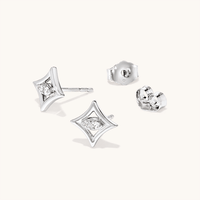 Star Laboratory-Grown Diamond Set Stud Earrings in Rhodium Plated Sterling Silver Earrings Bevilles 