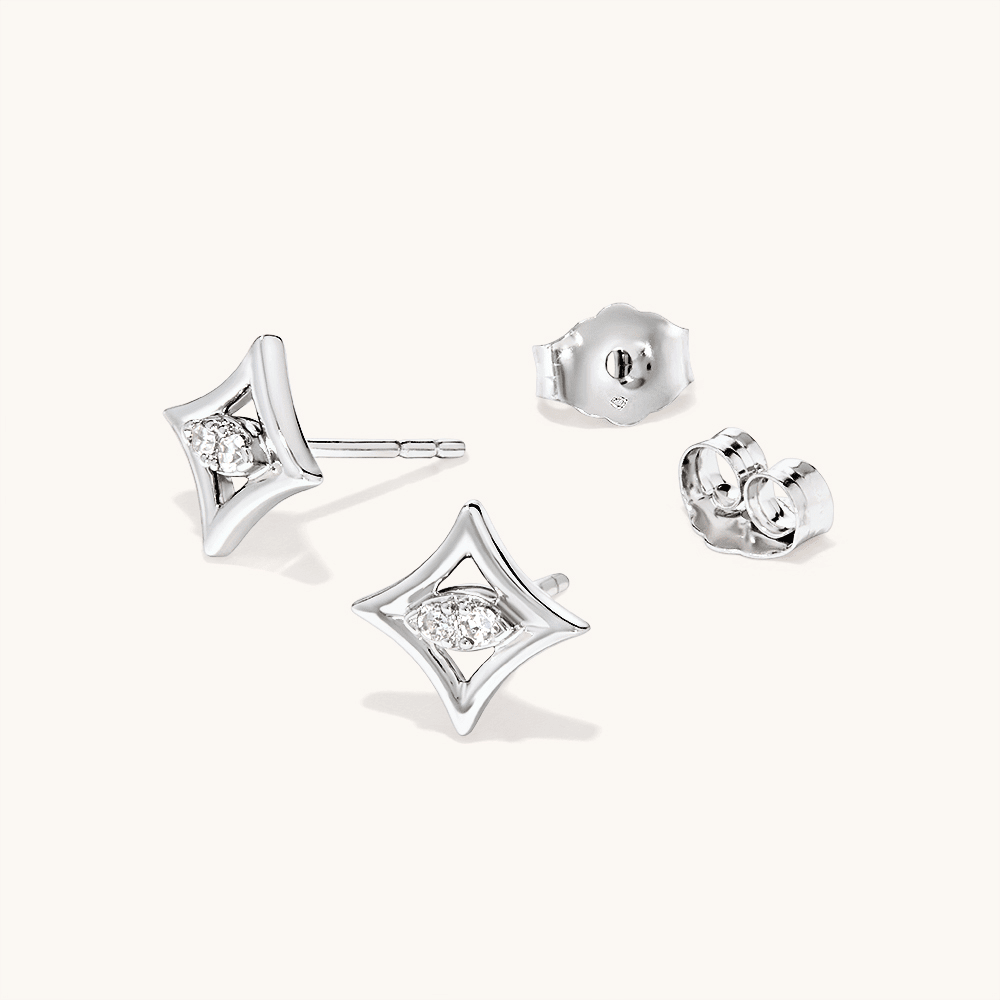 Star Laboratory-Grown Diamond Set Stud Earrings in Rhodium Plated Sterling Silver Earrings Bevilles 