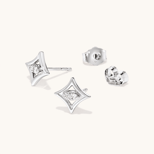 Star Laboratory-Grown Diamond Set Stud Earrings in Rhodium Plated Sterling Silver Earrings Bevilles 