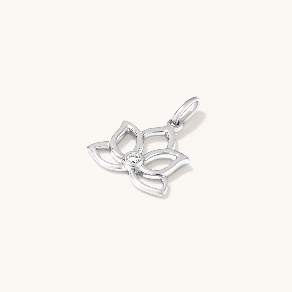 Lotus Laboratory-Grown Diamond Set Pendant in Rhodium Plated Sterling Silver Pendants Bevilles 