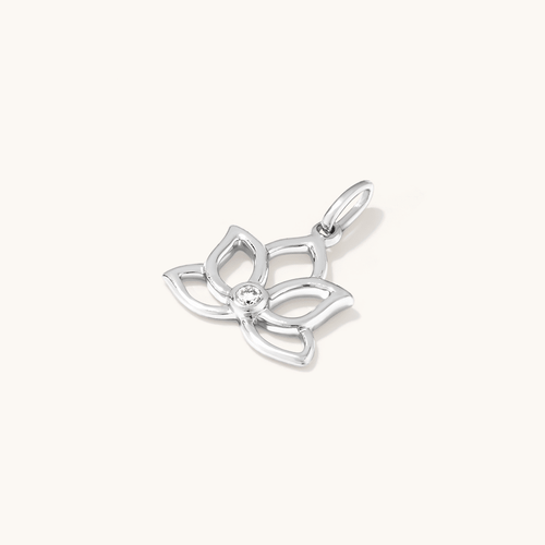 Lotus Laboratory-Grown Diamond Set Pendant in Rhodium Plated Sterling Silver Pendants Bevilles 