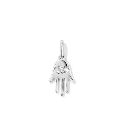 Hamsa Laboratory-Grown Diamond Set Pendant in Rhodium Plated Sterling Silver Pendants Bevilles 